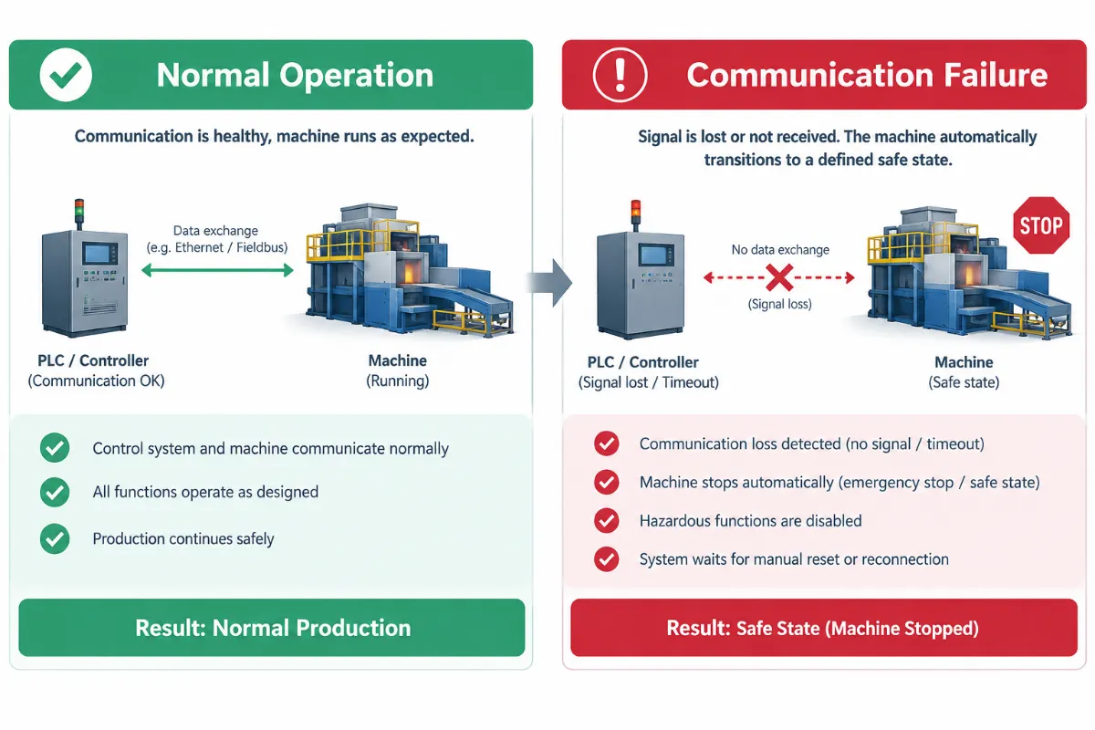 Wireless remote control emergency stop and signal loss safety functions