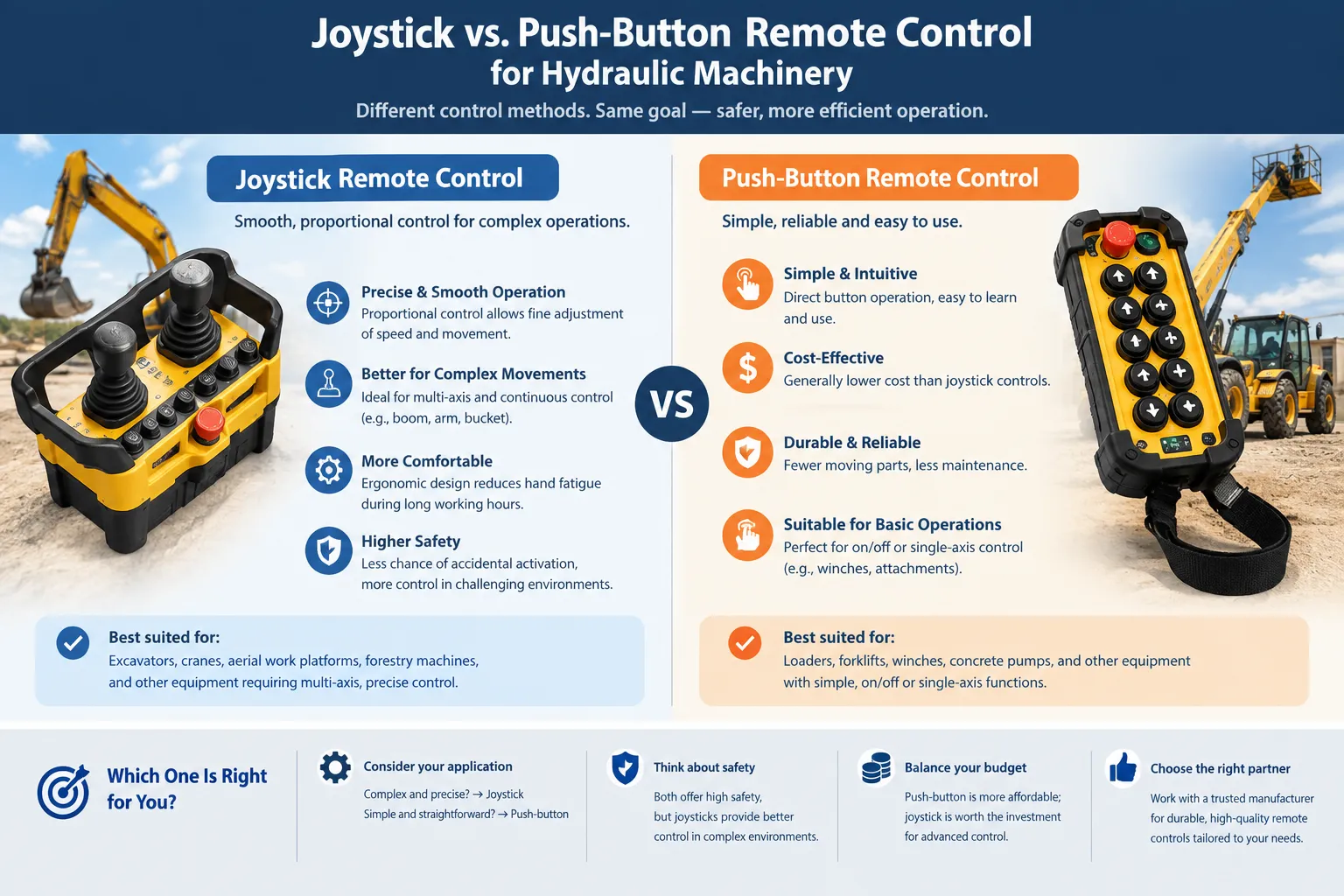 Joystick vs. Push-Button Remote Control for Hydraulic Machinery