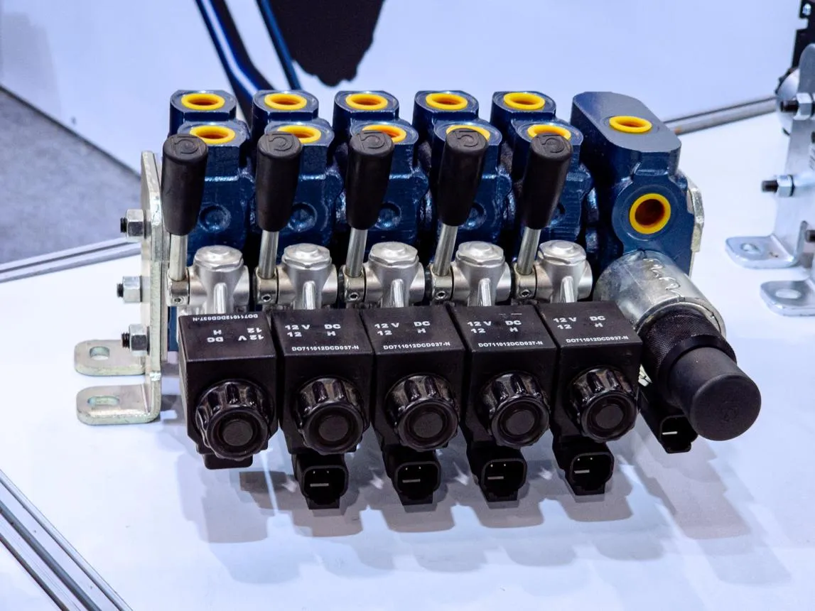 Hydraulic directional control valve assembly inspected before wireless remote control retrofit
